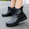 Zapatos de lluvia estilo alemán para mujer, antideslizantes, de moda, de caña corta, casual, para exteriores, con tubo, forro polar, impermeables, para pesca, cocina, zapatos de agua, zapatos de goma