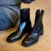 Botines Cortos para Mujer Chuyuji 2026 Nuevo Otoño Invierno Marrón Tacón Grueso Botines Franceses Tobilleros Ajuste Delgado Botas Martin Huizhou