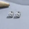 Pendientes Redondos de Zirconia de Plata de Ley 925 para Mujer Nueva Moda Simples Ins Versátiles Clavos de Hélice Auricular Joyería de Oreja Personalizada Elegante