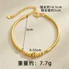 Estilo court patrón de escamas de dragón imitación oro carácter Fu geométrico media pulsera cadena pulsera de calabaza hueca de moda para mujer joyería de color duradero que no se decolora