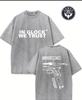 Comércio Exterior Transfronteiriço Amazon temu Camiseta Lavada Pistola Estampada Retro Antigo 100 Algodão Manga Curta Top