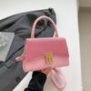 Minimalista Nova Moda 2025 Estilo Coreano Tendência Patchwork Brilhante Ombro Único Transversal Feminino Pequena Bolsa de Mão Quadrada
