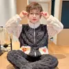 Pijama de Terciopelo Jacquard para Niños, Otoño e Invierno, Niños Talla Mediana y Grande, Terciopelo Coral Engrosado, Ropa de Casa de Dibujos Animados