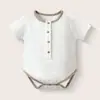Mameluco de gasa para bebé de manga corta, nuevo modelo de verano, cómodo, transpirable, absorbente de sudor, traje para gatear para bebés, mameluco de gasa tipo burbuja para niños
