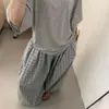 Pantalones de Pierna Ancha a Cuadros Estilo Coreano Retro para Primavera y Otoño para Mujer, Nuevos Pantalones de Pierna Ancha Sueltos con Cintura Elástica Transfronterizos, Pantalones Largos Casuales Versátiles