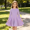 Venta al por mayor de fábrica 2026 otoño vestido infantil de manga larga línea A, casual TikTok, vestido suave Temu