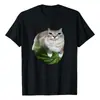 Camiseta Nueva con Estampado de Meme de Gato Sandía para Mujer, Moderna, Comercio Exterior, Holgada, Casual, Deportiva, Manga Corta