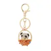 Cesta de Oso Punto Diamante Llavero de Coche Colgante de Metal de Panda Accesorios para Bolsos de Mujer Regalo Pequeño de Gama Alta Venta al por Mayor