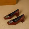 Elegantes Zapatos Mary Jane para Mujer, Nuevos Tacones Altos Estilo Francés Primavera/Otoño, Tacón Grueso con Hebilla Metálica Cuadrada, Zapatos de Salón de Punta Cuadrada y Boca Baja