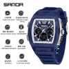 Reloj Deportivo Sanda de Doble Pantalla para Estudiantes de Secundaria, Montañismo al Aire Libre, Hora Mundial, Resistente al Agua, Cuenta Atrás, Versátil, Elegante Reloj Electrónico