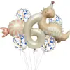 Globo de Película de Aluminio con Lentejuelas de Dinosaurio Retro de Dibujos Animados Mate Dulce Set de Globos para Decoración de Ambiente de Fiesta de Cumpleaños
