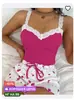 Pijama Floral Dulce para Mujer, Nuevo Estilo de Verano, Ropa de Casa Sexy con Ribete de Encaje, Camisola, Conjunto Estilo Europeo y Americano