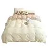 Conjunto de cama de quatro peças estilo ins cream todo em algodão cor sólida simples estilo japonês lençol de algodão puro duas cores capa de edredom dormitório conjunto de três peças 4