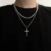 Collar de Cadena de Serpiente Geométrica Retro con Lentejuelas y Colgante de Disco Doble Capa Transfronterizo Europeo y Americano para Mujer