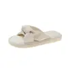 Sandalias de cuero ultraligeras y ultrasuaves con sensación de excremento para uso exterior de mujer, de fondo plano, combinan con todo, lindas, populares en línea, pantuflas TYmy