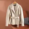 Chaqueta de Cuero Marrón con Cuello de Traje para Mujer, Nuevo Estilo Primavera y Otoño 2026, Chaqueta Corta Ajustada a la Cintura para Figuras Petitas