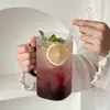 Taza Grande de Vidrio de Borosilicato Alto con Asa Resistente al Calor para Uso Doméstico Taza para Bebidas Frías Té de Frutas Taza de Cerveza Taza Grande