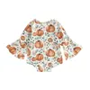 Traje de escalada de una pieza triangular de manga larga para bebé niña con diseño de calabaza trompeta Halloween para bebés niñas