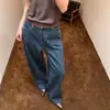 Em estoque: Design novo estilo coreano Outono 2026, retrô, versátil, simples, casual, perna reta, jeans de algodão puro para mulheres
