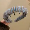 Faixa de cabelo de pelúcia para mulheres, faixa de cabelo para lavar o rosto, novo estilo outono/inverno com dentes antiderrapantes, topo alto, acessório de cabelo moderno e de alta qualidade