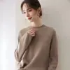Design com amarração lateral, gola redonda, mangas compridas, modelagem solta, suéter de tricô versátil para mulheres, perfeito para outono e inverno