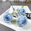 Rosa lasaña de 3 cabezas, rosa de ensueño, rosa redonda de una sola rama, arreglo floral para boda coreana, flor de seda, arreglo floral fresco para salón de bodas, flor de pared