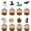 Topper para Pastel de Halloween Fantasma Murciélago Calabaza Sombrero de Bruja Calavera Brazo Gato Inserto para Pastel de Fiesta de Halloween