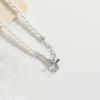Collar de Perlas para Clavícula con Colgante de Doble Anillo de Temperamento Exagerado Caliente Europeo y Americano Estilo Sencillo de Nicho Mismo Estilo que las Celebridades de Internet