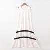 Chal de Mujer Transfronterizo Falda Larga Mujer Talla Grande Holgado Estilo Coreano Nuevo Adulto Elegante Vestido de Mujer de Línea A Rayado