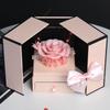 Caixa de presente buquê eterno flores de rosa decoração Dia do Professor presente de aniversário para namorada cobertura de vidro flor seca real Qixi