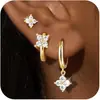 Set de Pendientes de Botón de Circonita Cúbica Estilo Europeo para Mujer Pendientes Simples Versátiles Joyería Cobre Chapado en Oro Lujo Ligero Moda Estilo Oficina