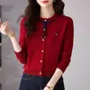 2026 Nuevo Primavera Otoño Invierno Cuello Redondo Elegante Ropa Exterior Tejido Suéter para Mujer Tacto de Alta Gama Top de Madre de Mediana Edad Moderno