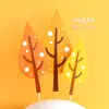 Enfeite de Bolo Inserível Tema Floresta Árvore de Papel Topo de Cena Decoração de Bolo de Aniversário Topo Moderno