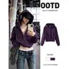 Top de diseño morado para mujer, nueva colección de otoño 2026, cárdigan fino adelgazante de manga larga, chaqueta tipo sudadera estilo coreano