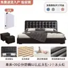 Cama minimalista italiana de lujo con luz negra, cuero genuino, cama doble para dormitorio principal, cama de boda tapizada de alta gama, cama individual para espacios pequeños