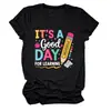 ES UN buen DÍA PARA Dama de Libro Lápiz Camiseta Casual con Letra Amazon Comercio Exterior Transfronterizo Manga Corta