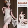 Vestido strapless coqueto de encaje de deseo puro para chica sexy, con paneles, ballenas, corte ajustado, espalda descubierta, lencería sexy y coqueta
