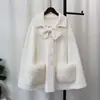 Casaco Manto de Tricô Dupla Face Tweed Estilo Chanel com Laço Pequeno Lançamento Outono/Inverno 2024 Suéter de Alta Qualidade Moda Feminina