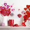 Decoración Transfronteriza de Nuevo Producto Rama de Flor con Brillo de Corazón de Espuma para Boda y Festividades Accesorios de Corazón de Melocotón Rama de Corazón del Día de San Valentín