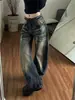 Pantalones de Mezclilla Blancos Lavados Casuales Estilo Retro Americano Nicho para Mujer Otoño 2026 Estilo Nuevo Adelgazantes Plátano Pierna Ancha