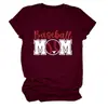 Mamá de Béisbol Amazon Ebay Sitio Independiente Moda Casual Deportiva para Mujer Camiseta de Cuello Redondo Manga Corta Exportación