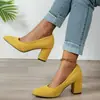 Outono 2025 Novo Suede Bico Fino Salto Grosso Slip-On Sapatos de Salto Alto Venda Direta da Fábrica Comércio Exterior Transfronteiriço Sapatos Femininos
