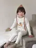 Ropa de Otoño y Pantalones Anmeiya Orgánico Cero Sensibilidad Ropa de Casa para Niños Pijama Infantil Estampado Completo Cuello Alto Puños Algodón Térmico