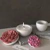 Aromaterapia de Amapola Cemento de Yeso Redondo Flor Almacenamiento Tarro Peonía Camelia Taza para Velas Molde de Silicona