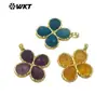 Wt-P2090 Forma de Trébol de Cuatro Hojas de la Suerte Colgante de Piedra Natural Chapado en Oro de 18 Quilates Pendientes para Niñas Accesorios Semi-Terminados