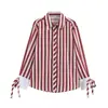 Comercio Exterior Transfronterizo 2026 Nuevo Verano Estilo Europeo y Americano Camisa Top Rayada Decorada con Lazo 5029256