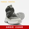 Balabala Calçados Infantis Botas Esportivas Infantis para Meninos e Meninas Cano Alto Acolchoado Forrado com Lã Botas de Inverno 2025 Antiderrapante Tendência para Exterior