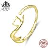 Venda Quente Transfronteiriça Original Gato Travesso Anel de Prata Esterlina S925 Fashionável Simples Dourado Anel Aberto Venda Direta da Fábrica