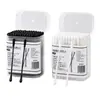 Hisopos de algodón desechables de doble punta en caja blanca y negra, doble uso para limpieza de oídos y maquillaje, hisopos de algodón sanitarios para uso doméstico, hisopos de algodón para sacar cera