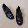 Versión de Piel de Oveja~Estilo Retro Mocasines de Piel Genuina de Una Sola Correa para Mujer, Otoño e Invierno Slip-On para Viajar de Bajo Tacón Versátiles Zapatos Pequeños de Piel